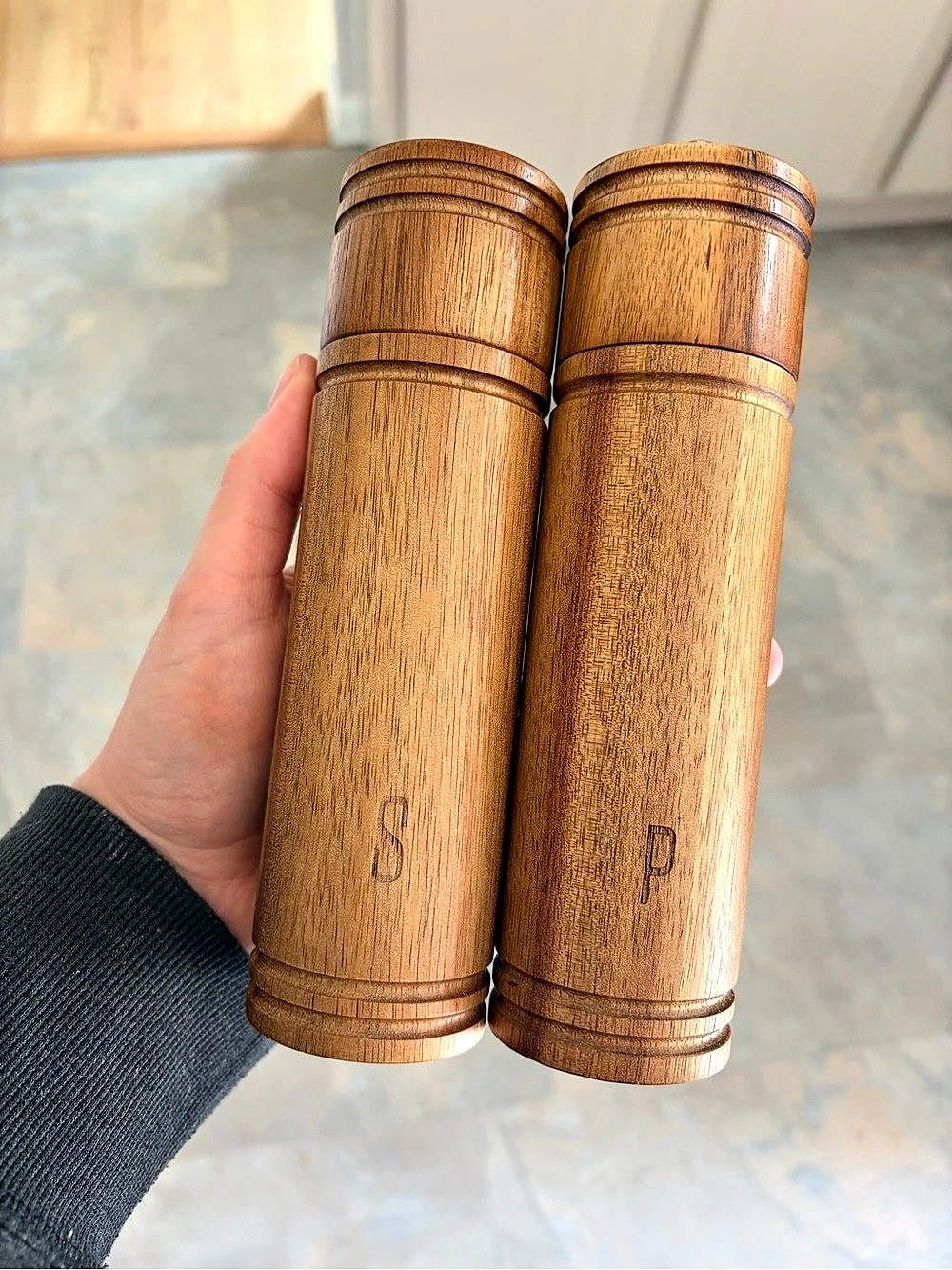 Magnolia Wood Salt & Pepper Grinder Set Brown